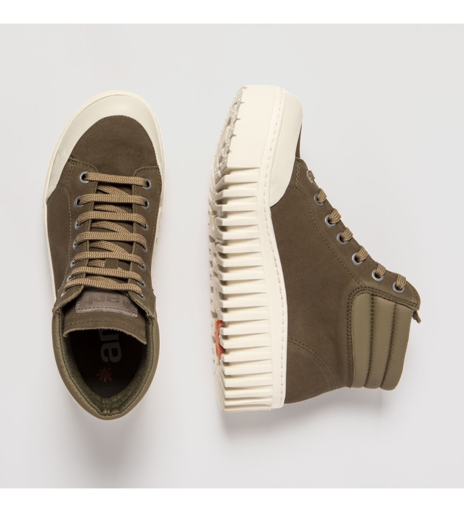 Sapatos de plataforma em couro sintético 1532 Nobuck-W Cáqui-Creme/Brighton