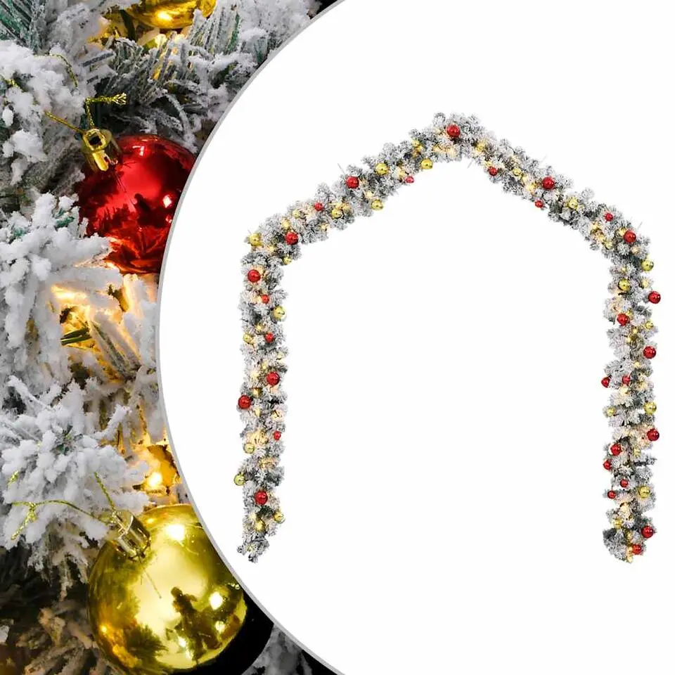 vidaXL - Kerstdecoratie kerstslinger met ballen, LED-lampjes 5 m - Groen - PVC