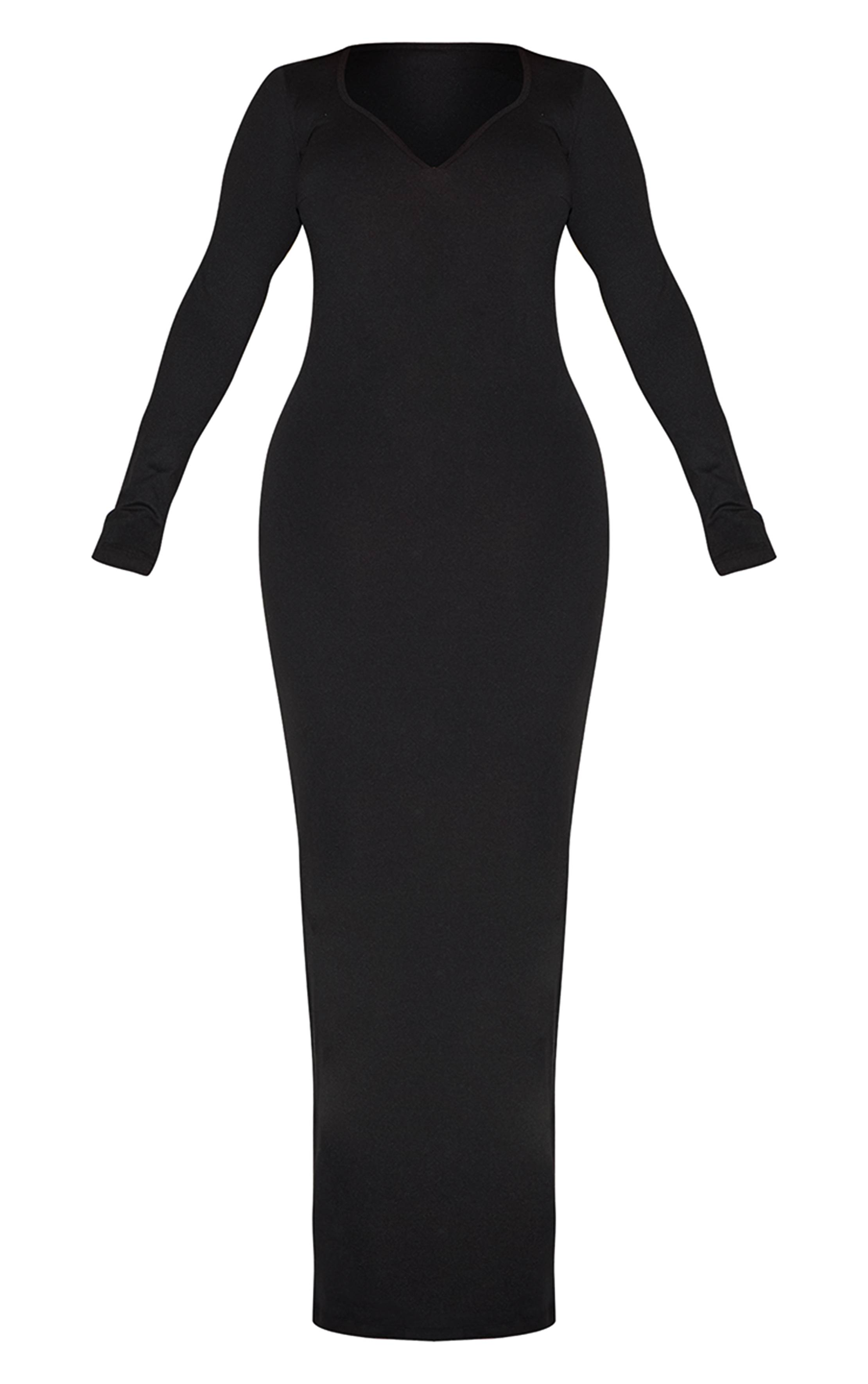 Noir Robe Longue Sculptante Décolleté Cœur Shape