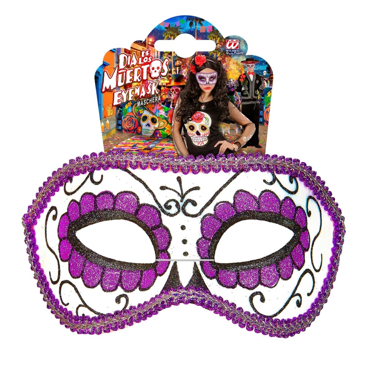 Dia De Los Muertos Oogmasker Paars