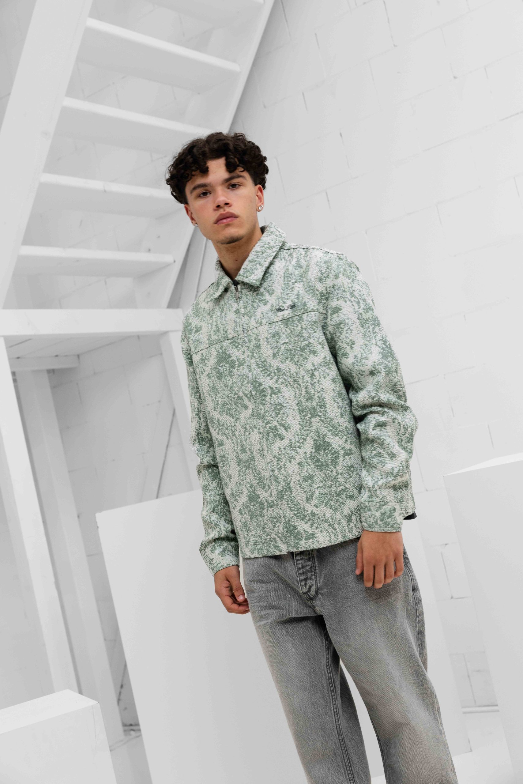 Pure Path Jacquard Flower Full-zip Jack Heren Lichtgroen