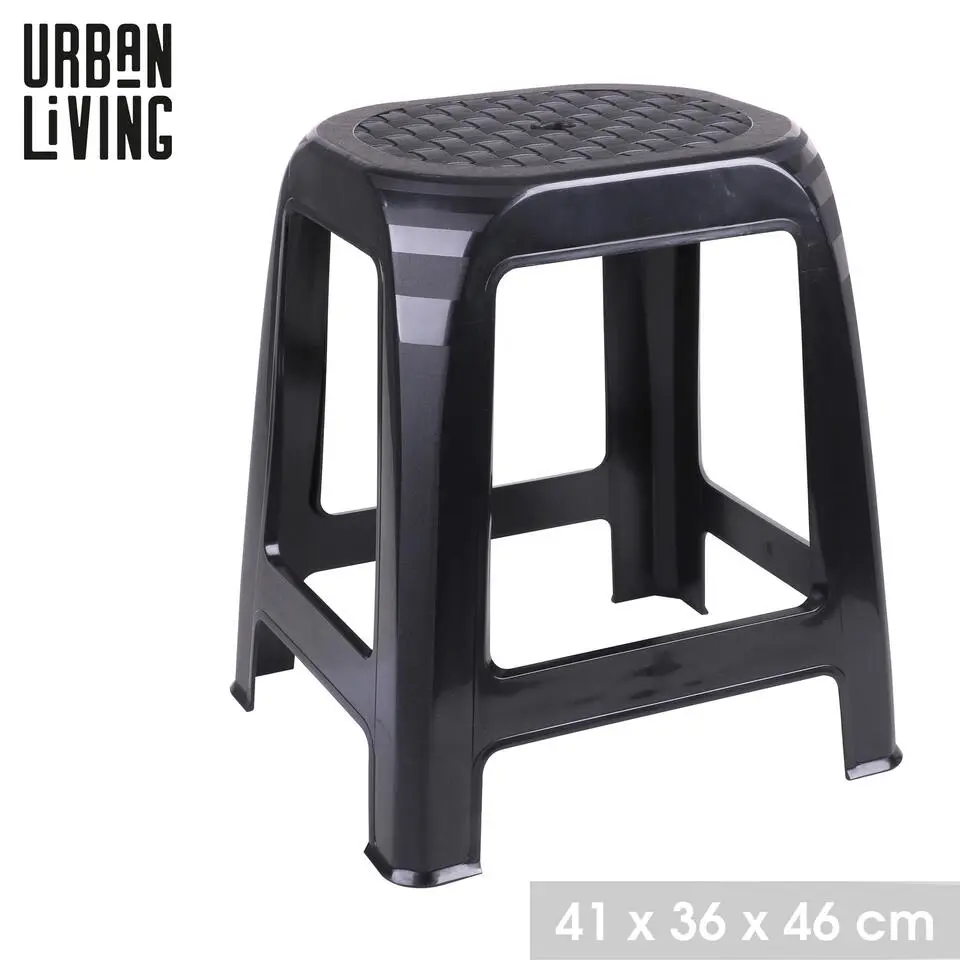 Urban Living opstapje/krukje - kunststof - zwart - 41 x 36 x 46 cm