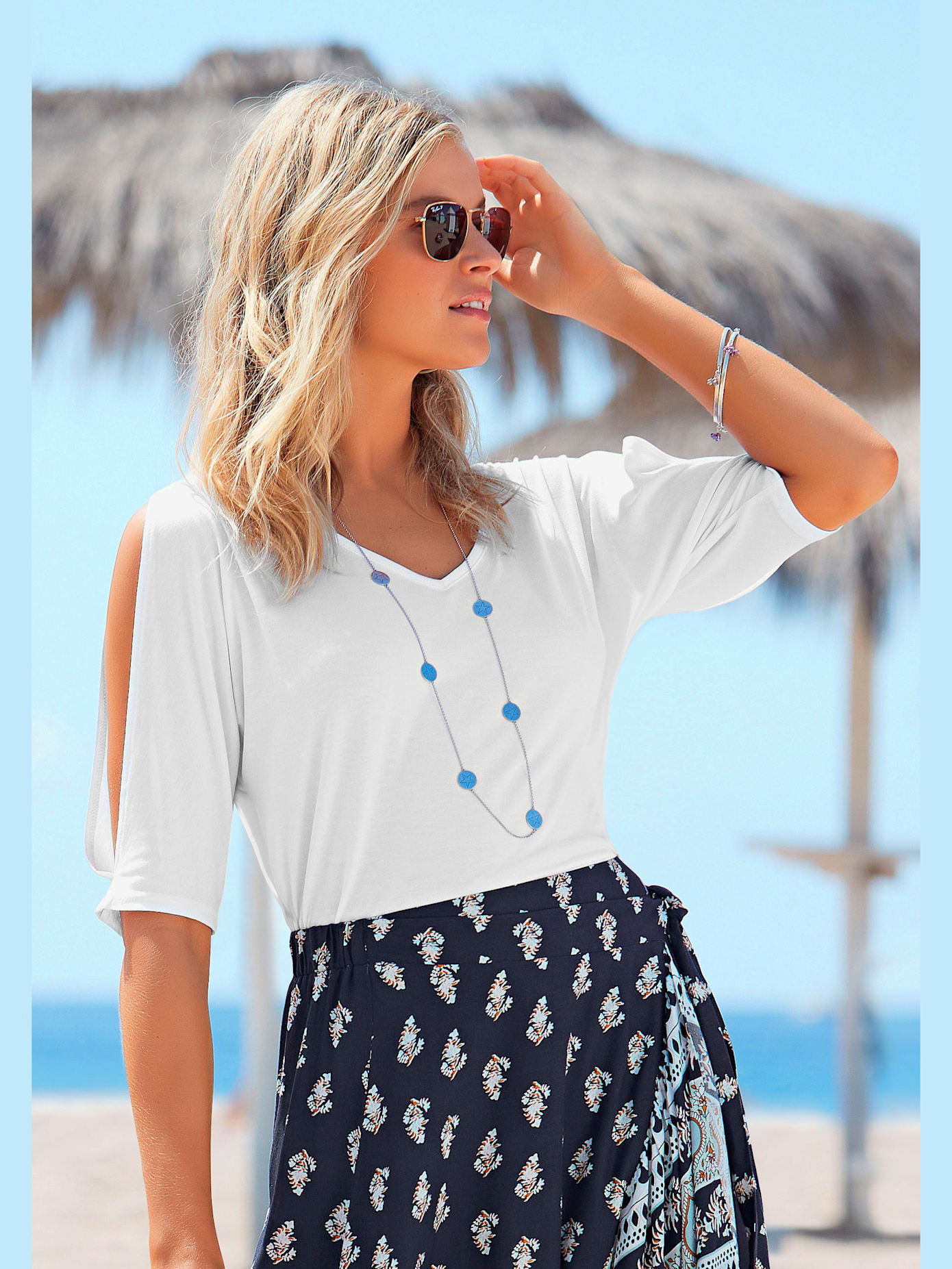 T-shirt manches mi-longues avec découpe