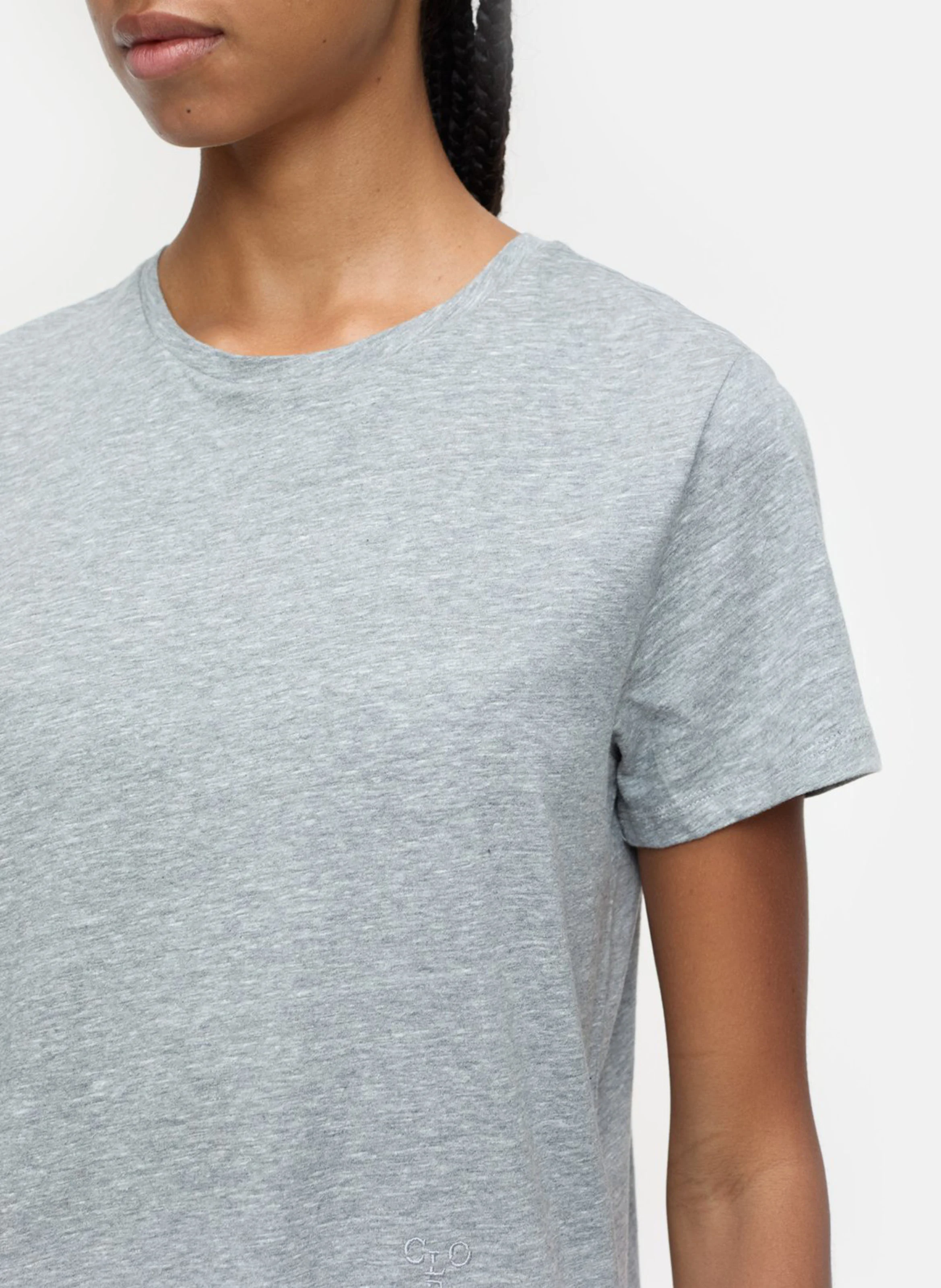 Tee-shirt col rond en coton mélangé | Gris