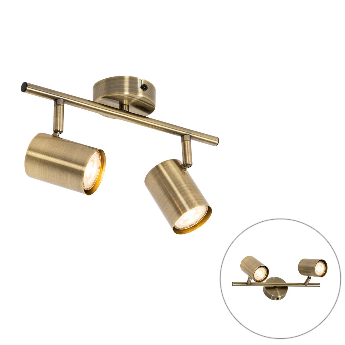 Moderne bronzen spot, draaibaar, 2-lichts – Jeana