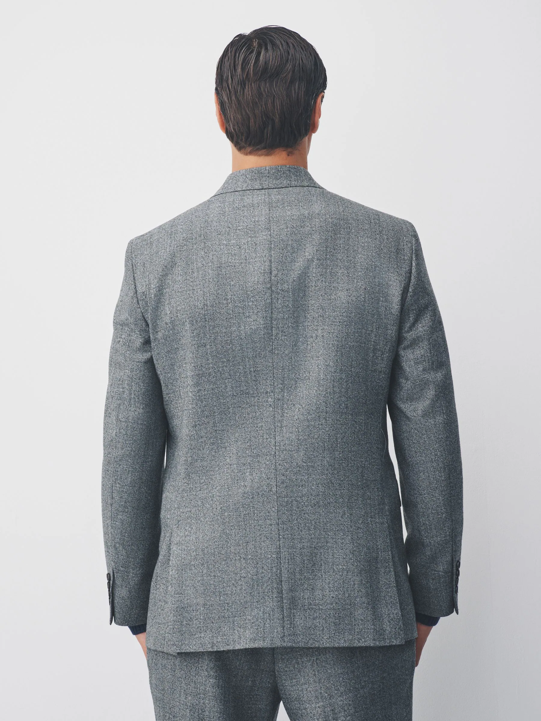 Grijs - Tailored Fit Merino Wool Blend Suit Jacket