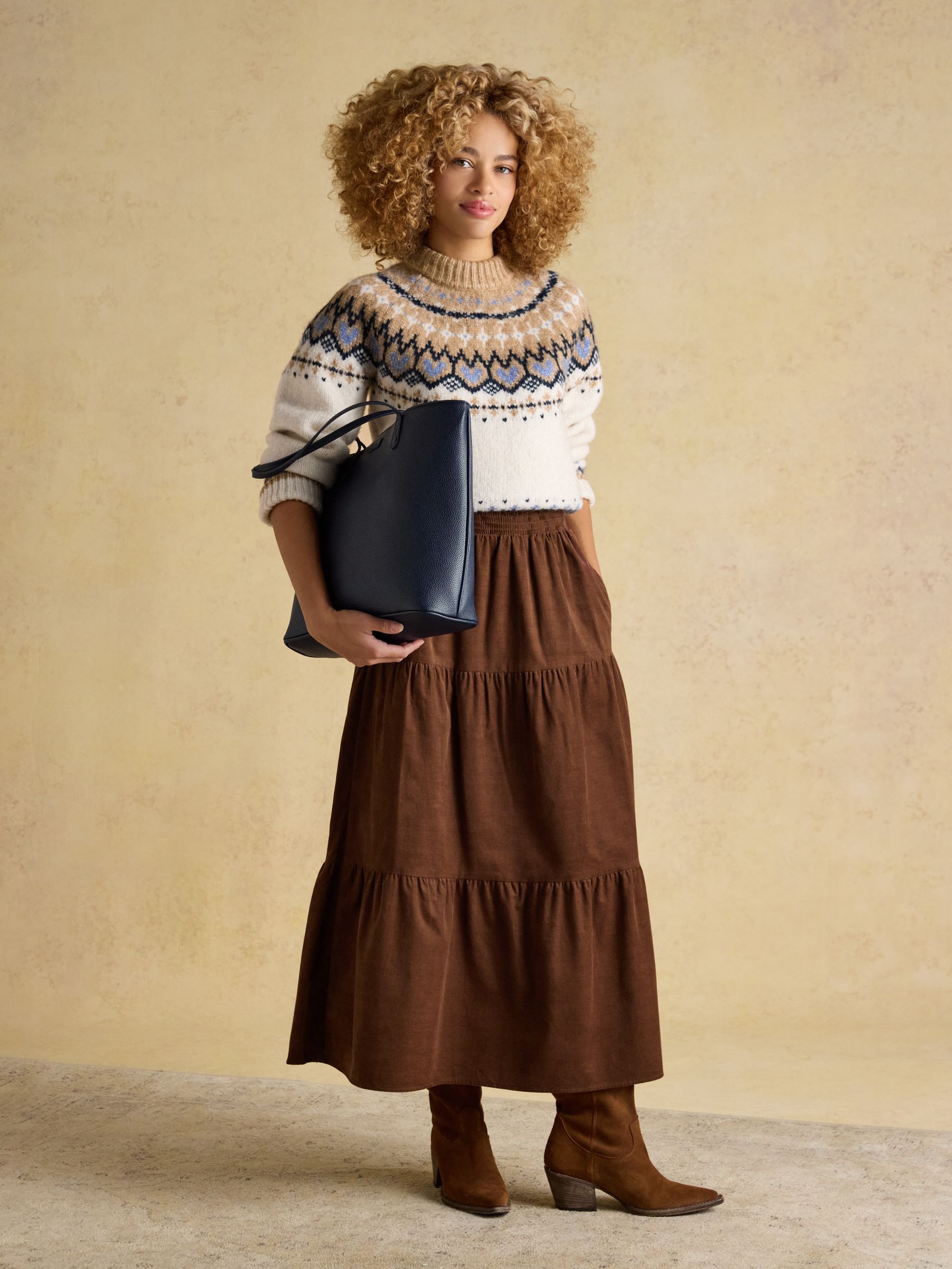 Cream & bruin - Joules Charlie Fair Isle Knitted Jumper
