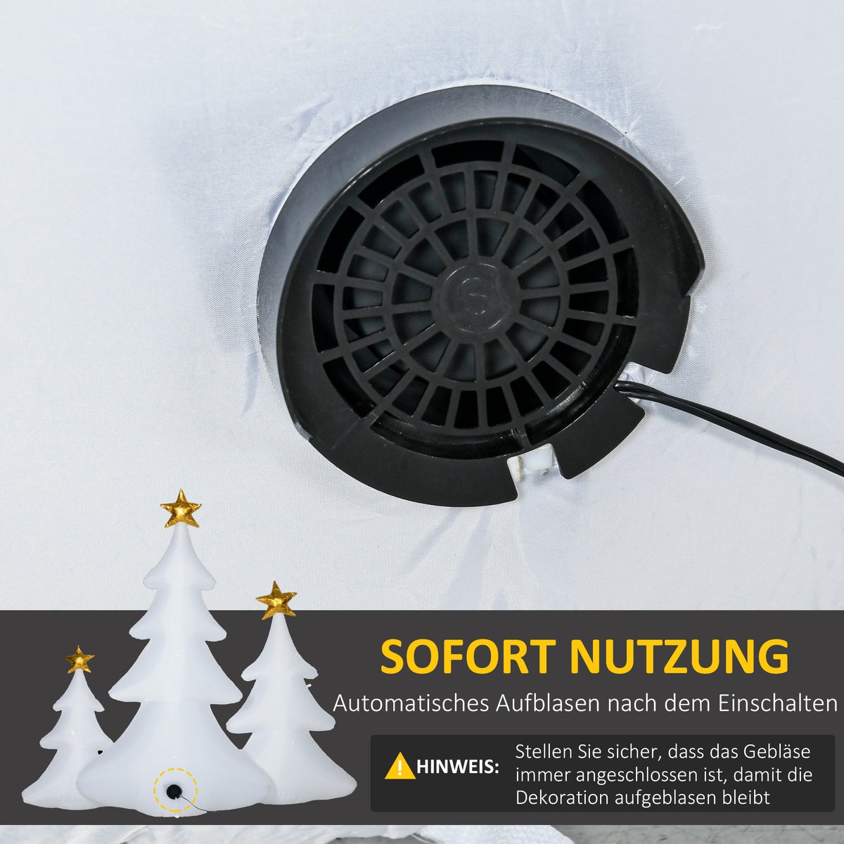 HOMCOM Opblaasbare kerstversiering met led-lampjes, set van 3, zelfopblazend, voor kerstfeestjes, 239L x 77B x 210H cm, polyesterstof, veelkleurig