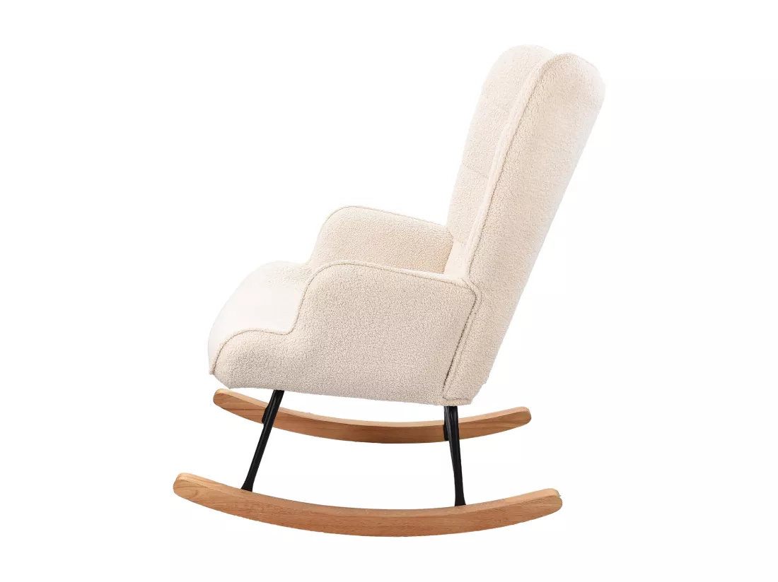Fauteuil à Bascule Adulte - Chaise à Bascule d'extérieur Ergonomique - pour Salon - Jardin - Chambre - Beige