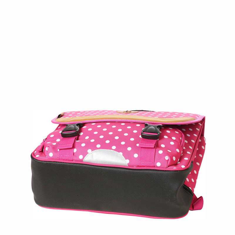 Cartable 38 cm Rose à pois blancs