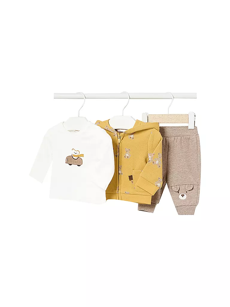 MAYORAL Baby Set 3-teilig Sweatjacke, Langarmshirt und Hose gelb