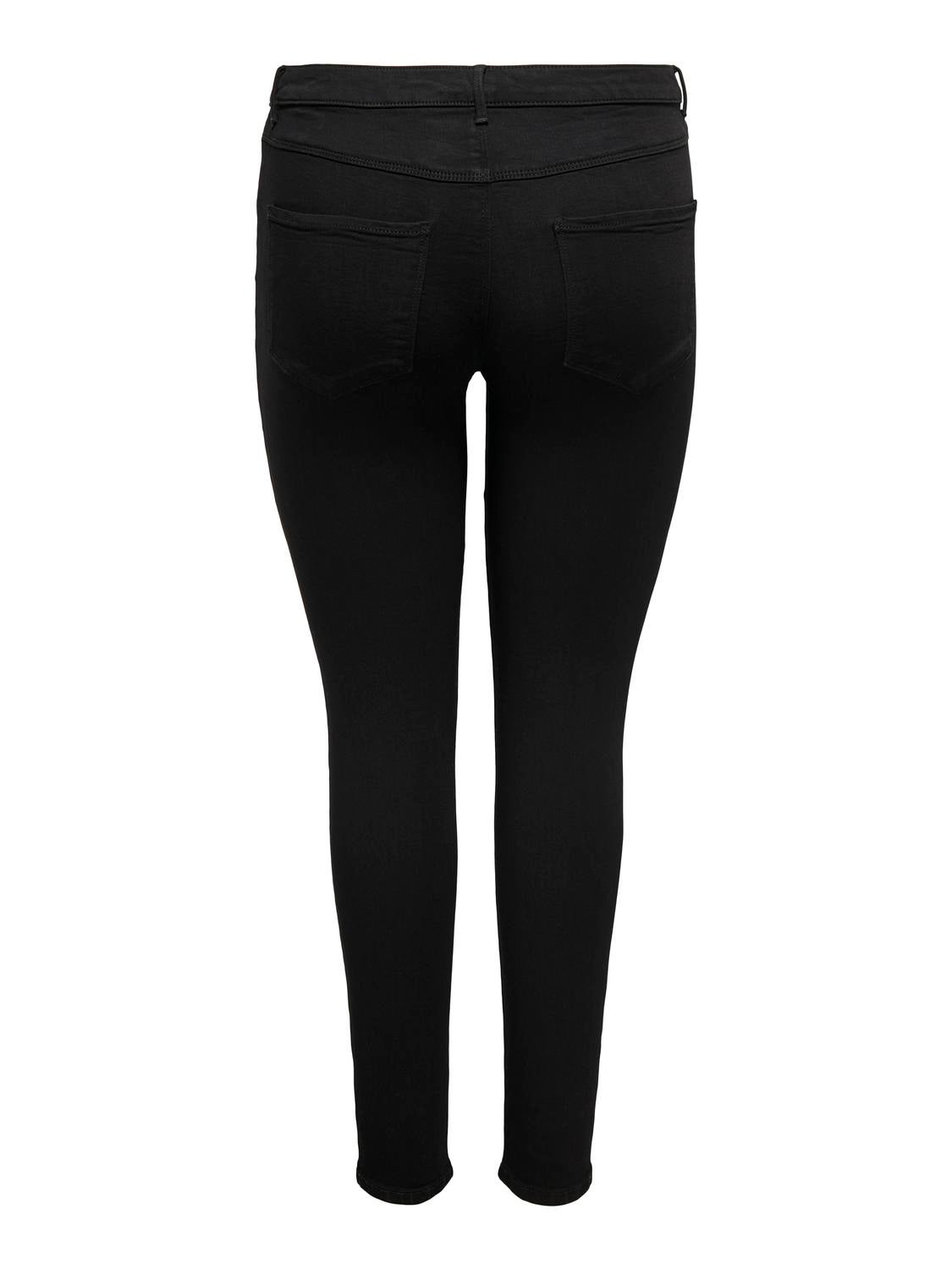 CARTHUNDER Mittlere Taille Skinny Fit Jeans Black