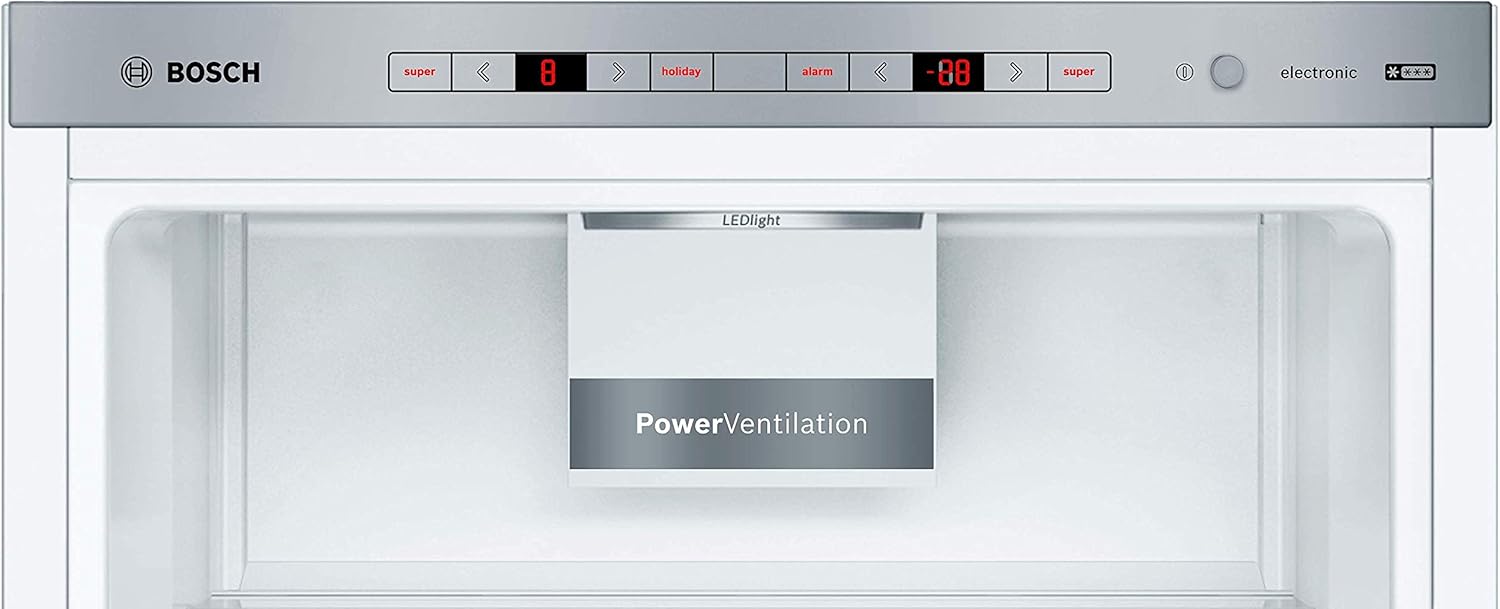 Bosch KGE36AICA Serie 6 Kühl-Gefrier-Kombination, 186 x 60 cm, 214 L Kühlen & 88 L Gefrieren, VitaFresh längere Frische, LowFrost seltener abtauen, LED-Beleuchtung gleichmäßige Ausleuchtung