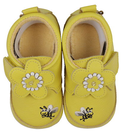 Melton Leder-Krabbelschuhe - Mimosa m. Blume