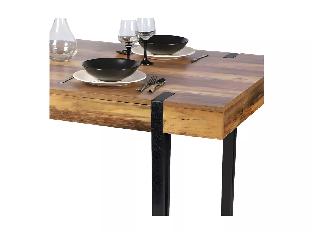 Table LOVY – Coloris bois avec pieds en Métal Noir