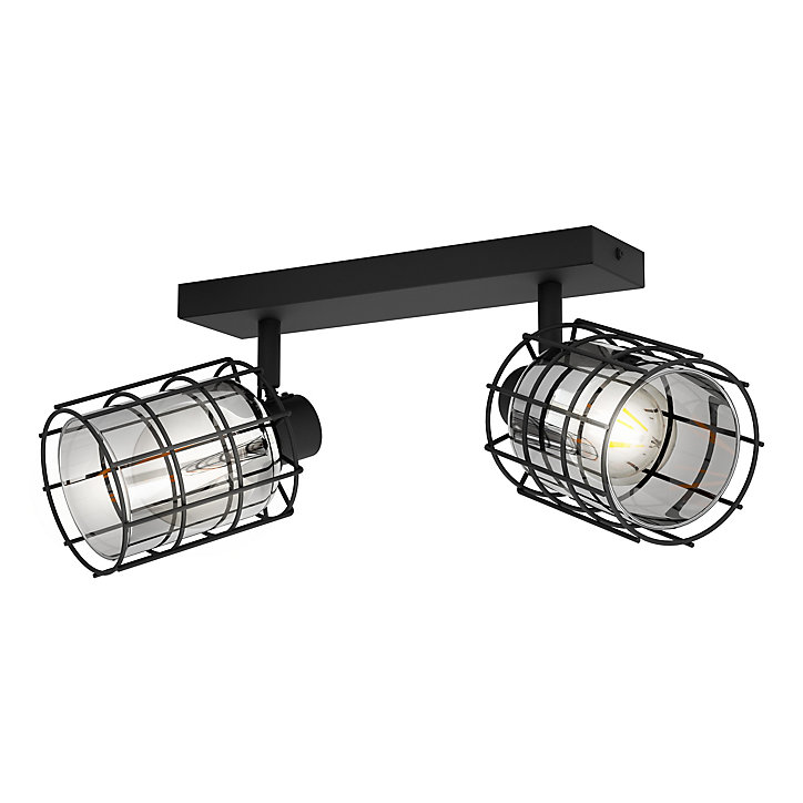 Réglette spot 2 lumières E27 40W Eglo Consaca noir L.34 x H.20.5 cm