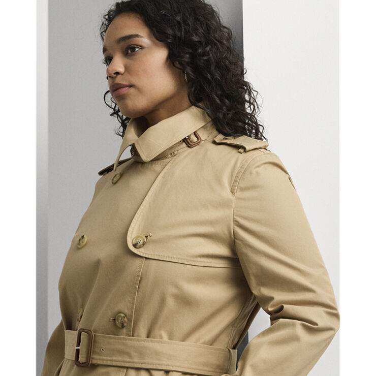 Lauren Ralph Lauren Water-Repellent Belted Twill Trench Coat Birch tan