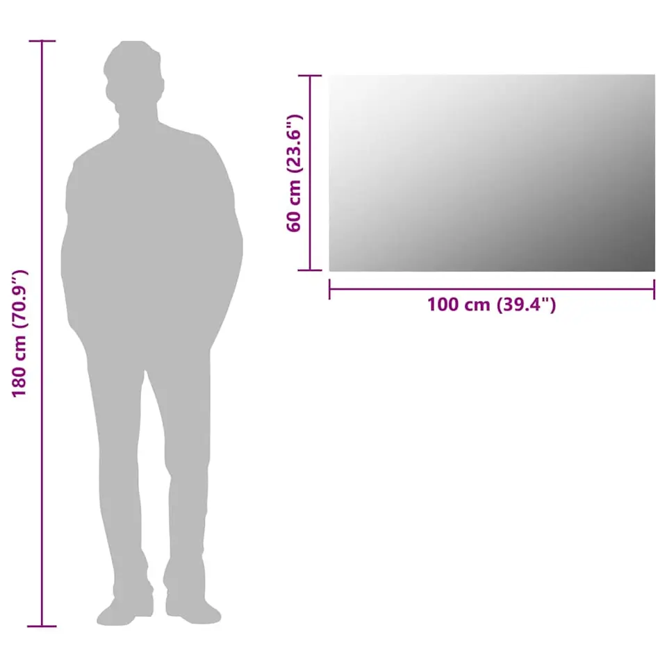 vidaXL - Spiegel - Zilver - Glas - 100 x 60 cm