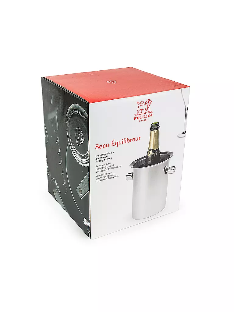 PEUGEOT Champagnerkühler mit Kühlakku 19cm Edelstahl silber