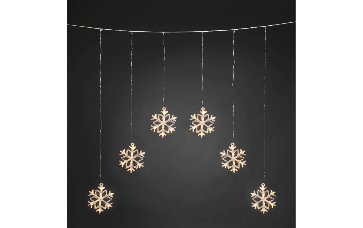 LED-Lichtervorhang mit Schneeflocken 48 Lampen, 90 cmLED Weihnachtsdeko 6 Schneeflocken