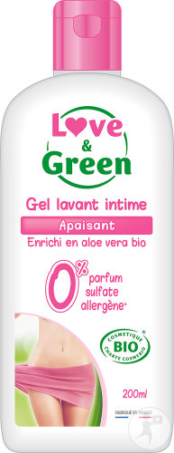 Love&Green Gel Lavant Intime Apaisant Enrichi En Aloe Vera Bio Flacon 200ml