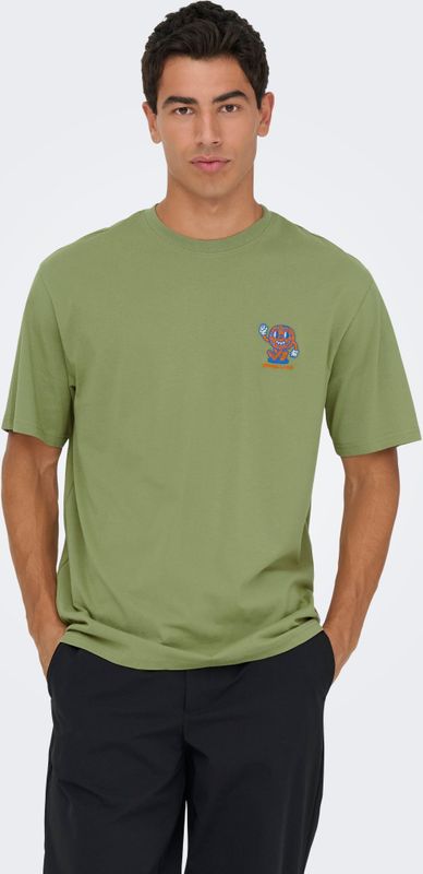 T-shirt - O-hals - Katoen - Geborduurd Detail - Relaxed Fit