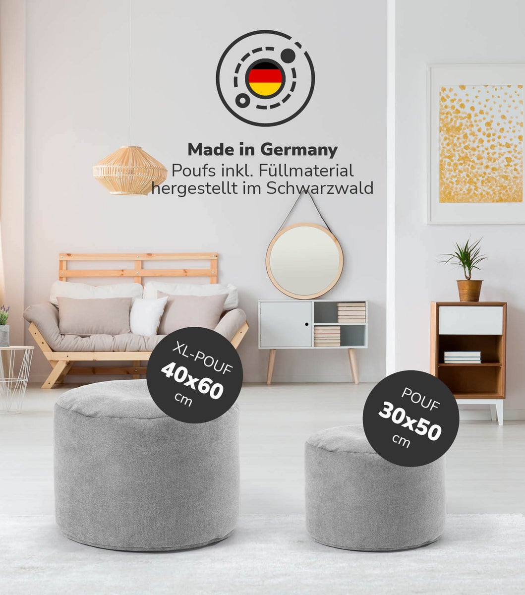 mokebo Mini poef of kruk 'The Relaxing Pouf', bijzettafel, zitkruk of voetenbankje in grijs