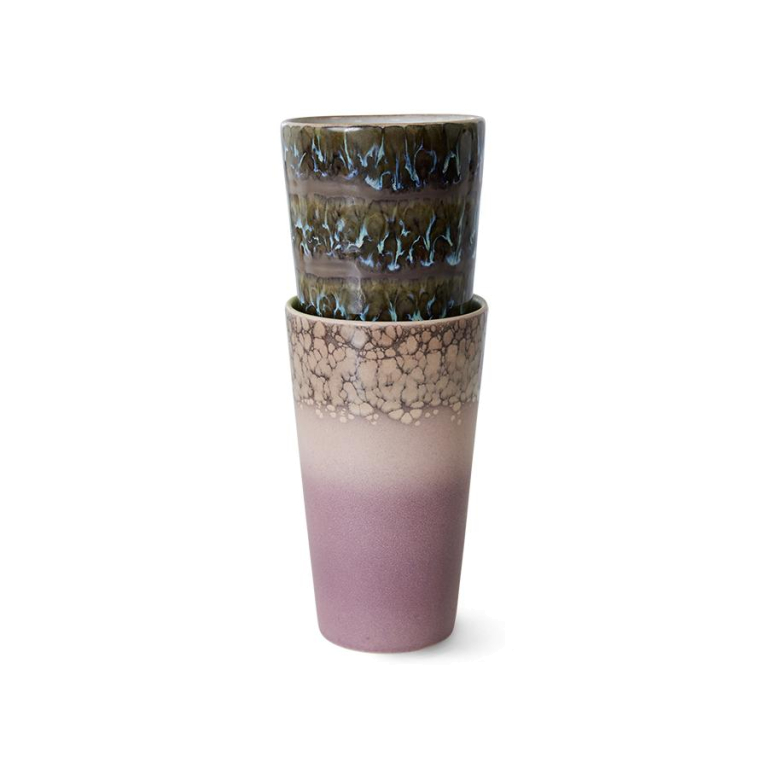 HKliving 70's Ceramic Latte mok kopjes set van 2 clash