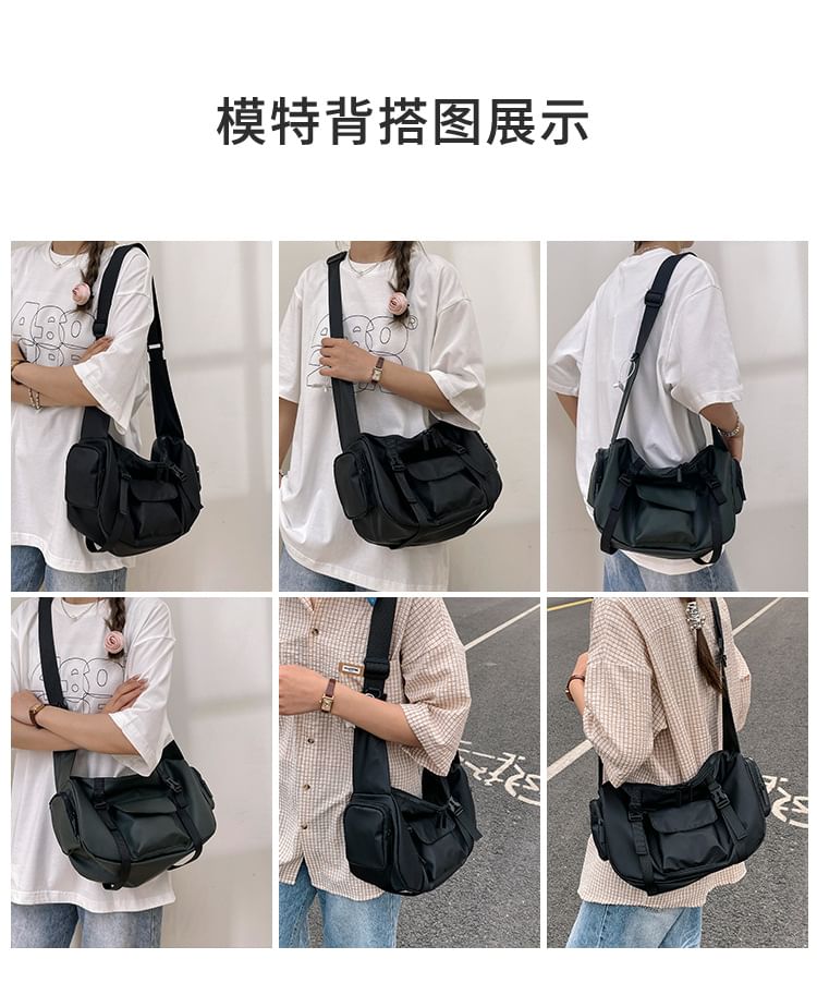 Hikuozy - Nylon crossbodytas met effen klep