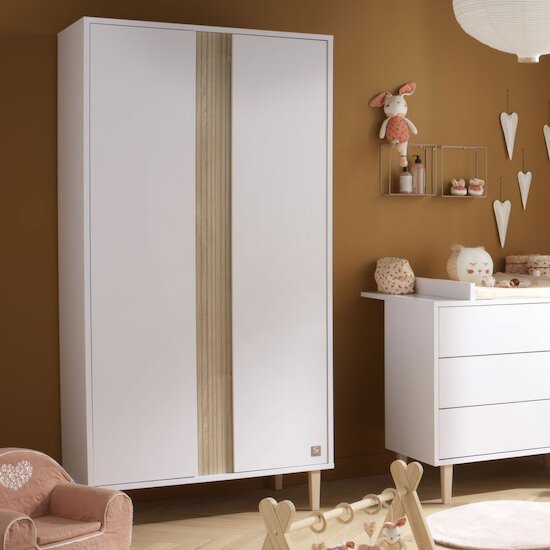 Paloma Armoire 2 portes   Blanc neige        de               Sauthon Baby's Sweet Home