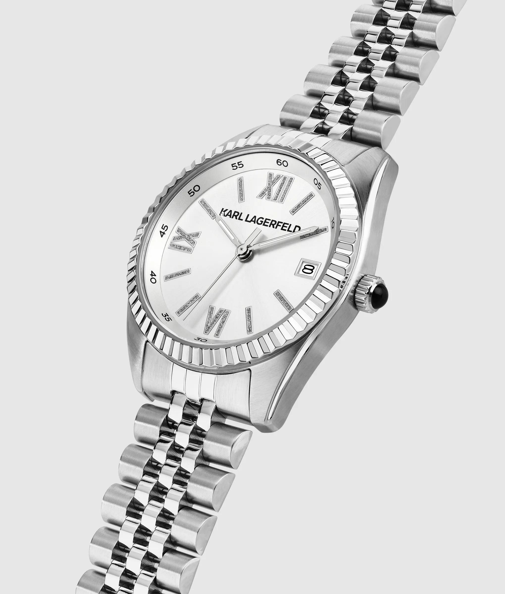 Horloge met rond logo in Zilver