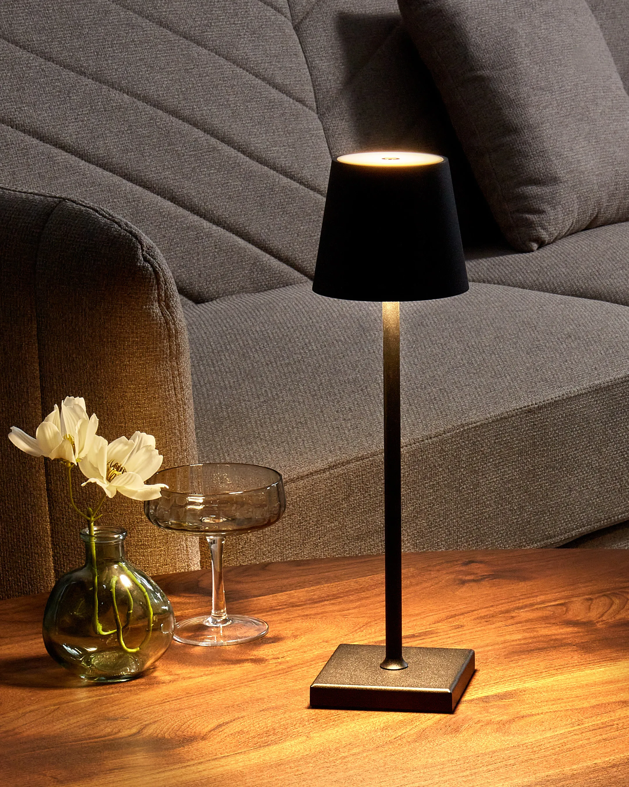 LED draadloze tafellamp BACEIRO met dimmer Metaal Zwart