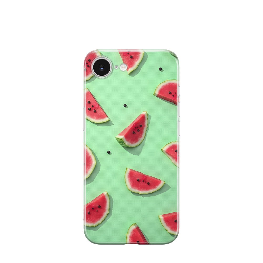 iPhone 16e Gummi Hülle Sommer Melone - Grün