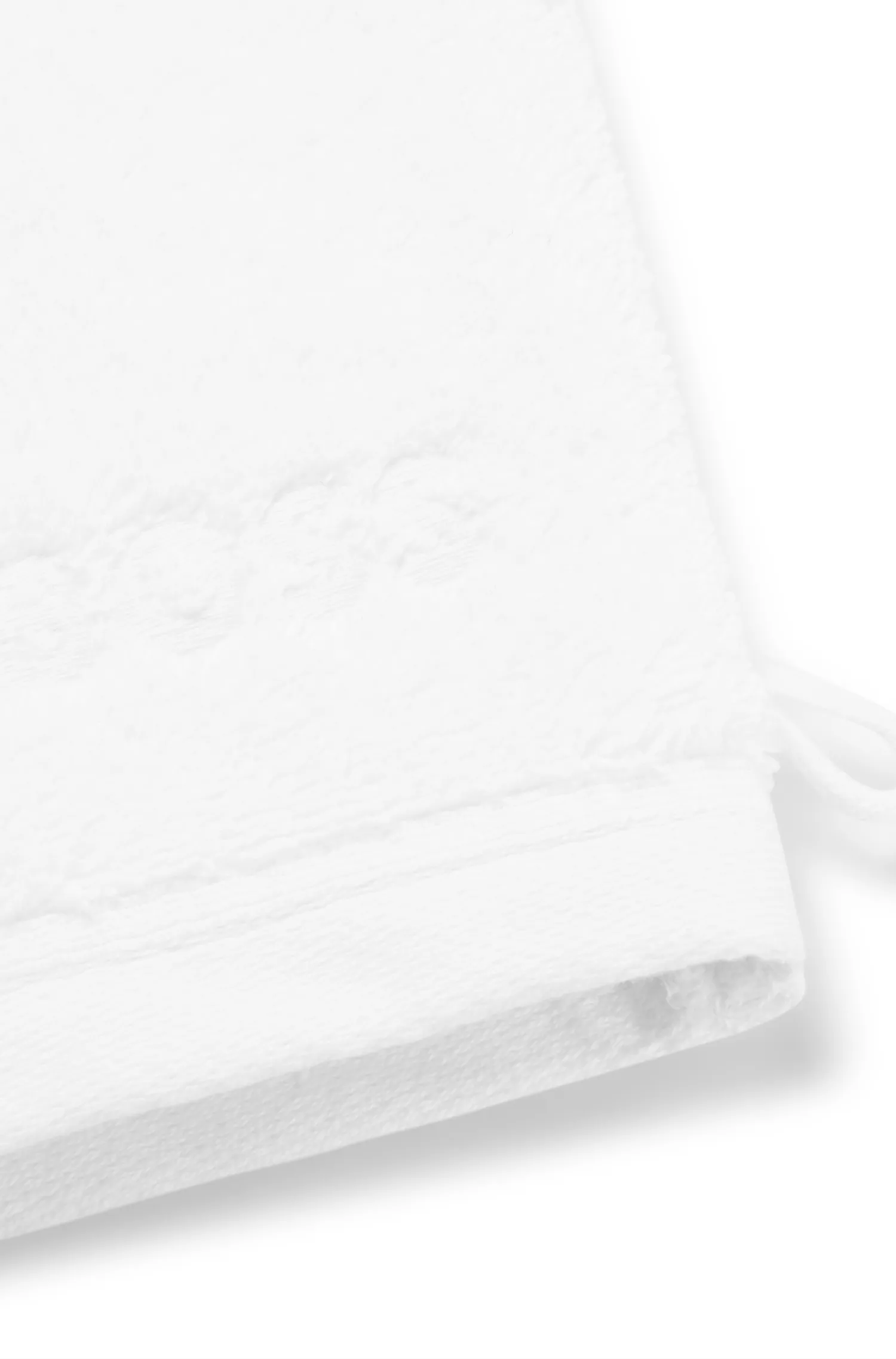 Luva de lavagem BOSS com logotipo preto bordado em algodão do Egeu.