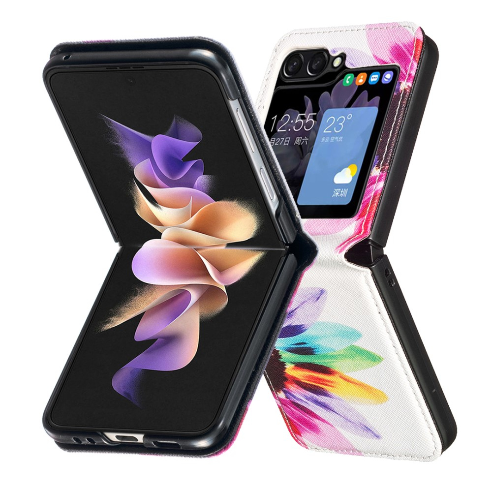 Samsung Galaxy Z Flip7 FE / Z Flip6 Leder Hardcase Schutzhülle - Sonnenblume