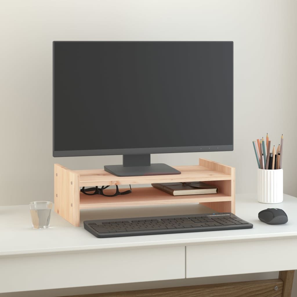 vidaXL Monitorstandaard, 50x27x15 cm, massief grenenhout
