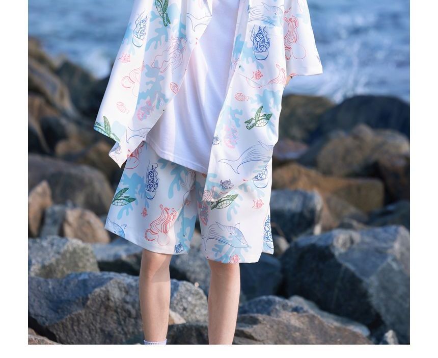 blastealle - Set: Shirt met korte mouwen en print + Losse shorts