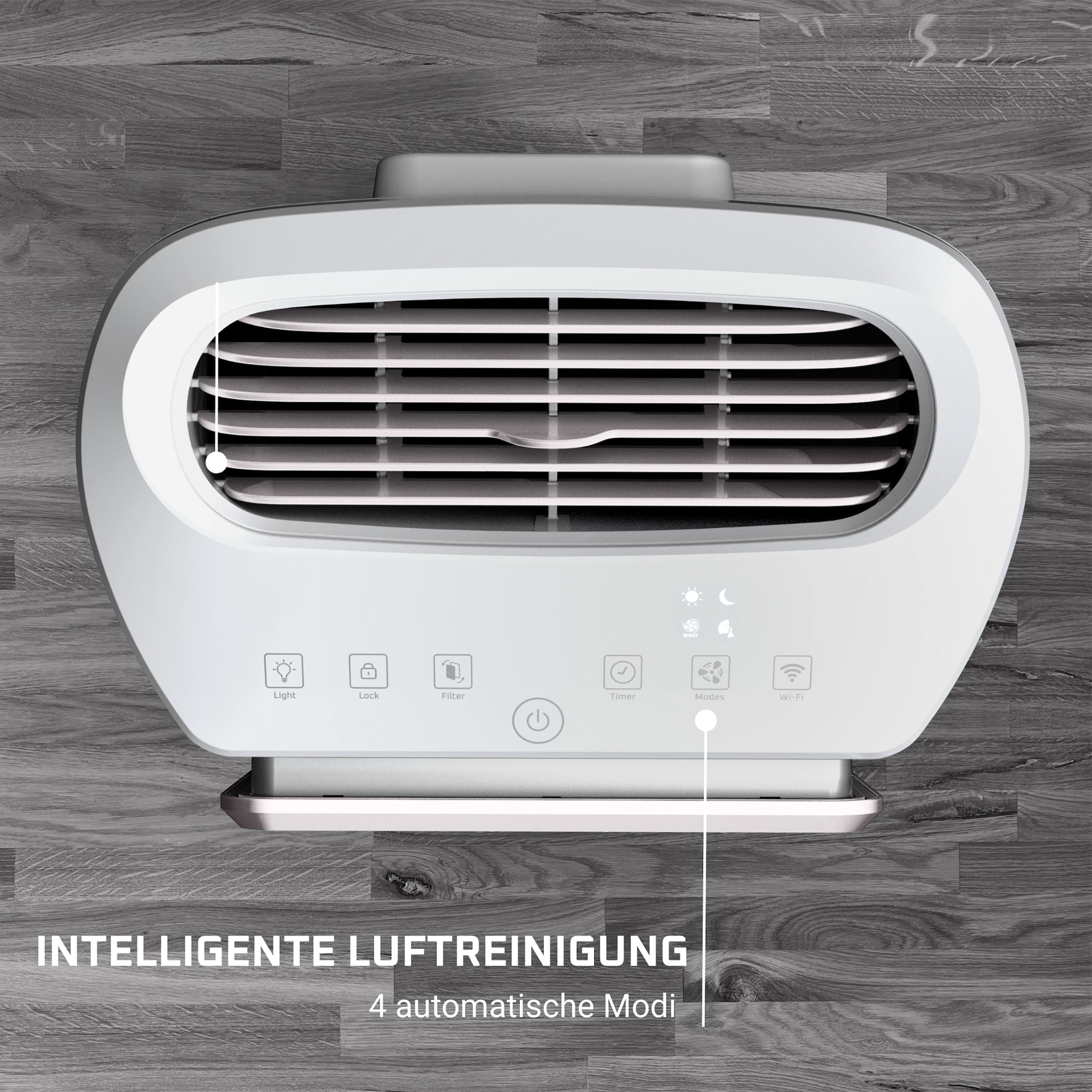 Rowenta Luftreiniger »PU6180 Intense Pure Air Home Connect« für 36 qm Räume HEPA-Luftfilterung, App, 4 automatische Modi, 32 dB(A), Textil-Finish