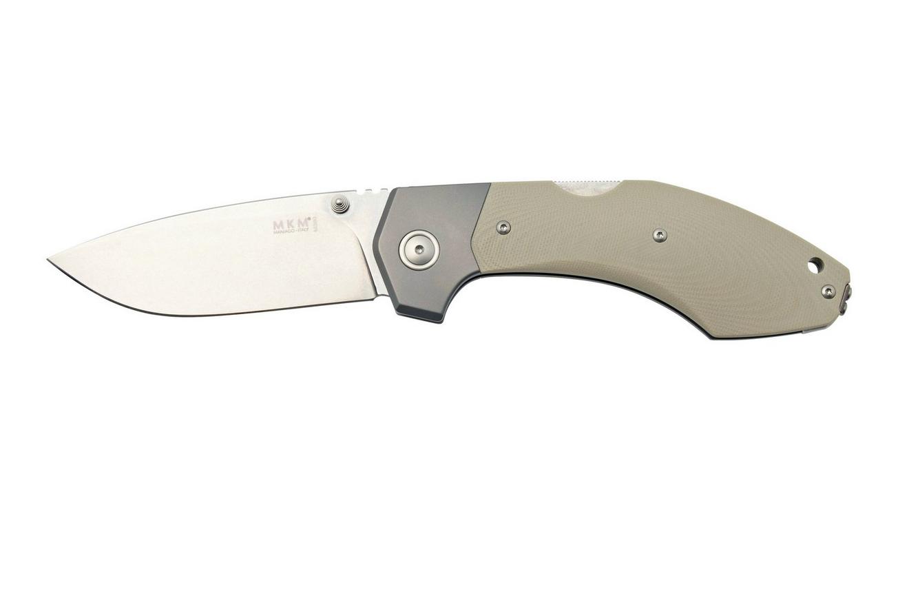 MKM Hero Stonewashed, Tan G10, Titanium Bolsters, zakmes
