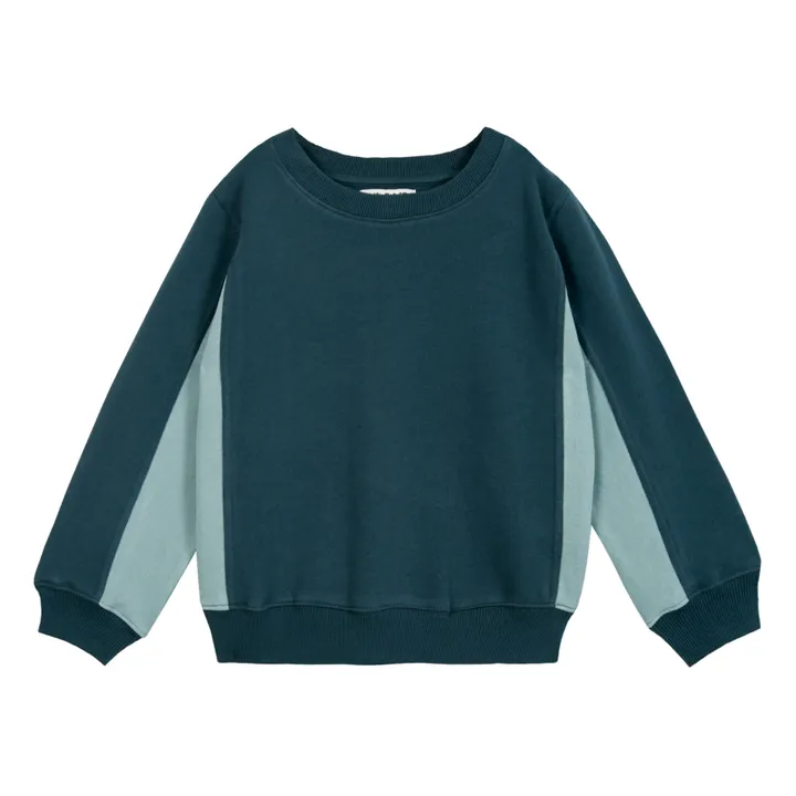Emile et Ida Sweat Coton Bio Bi-color | Vert foncé