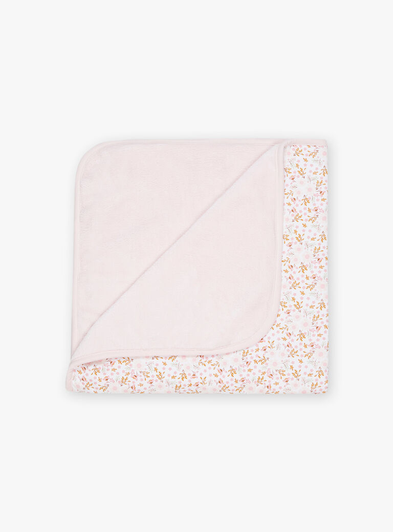 Couverture de naissance rose clair à fleurs