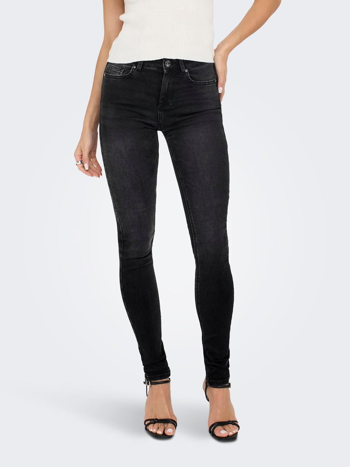ONLBLUSH Mittlere Taille Skinny Fit Jeans Black Denim