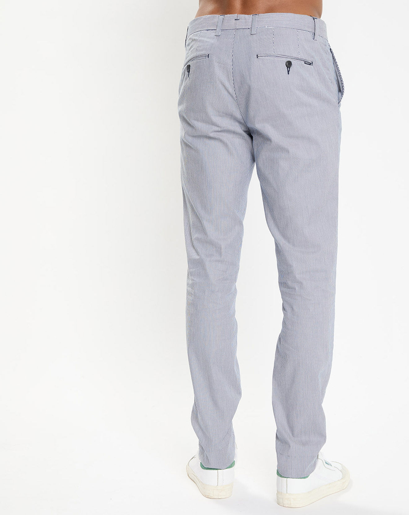 Hackett London Pantalon en Coton & Lin chino Regular Fit Milleraie bleu/blanc