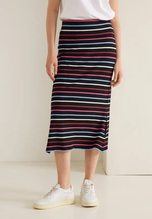 Multicolor Streifen Midirock - Black