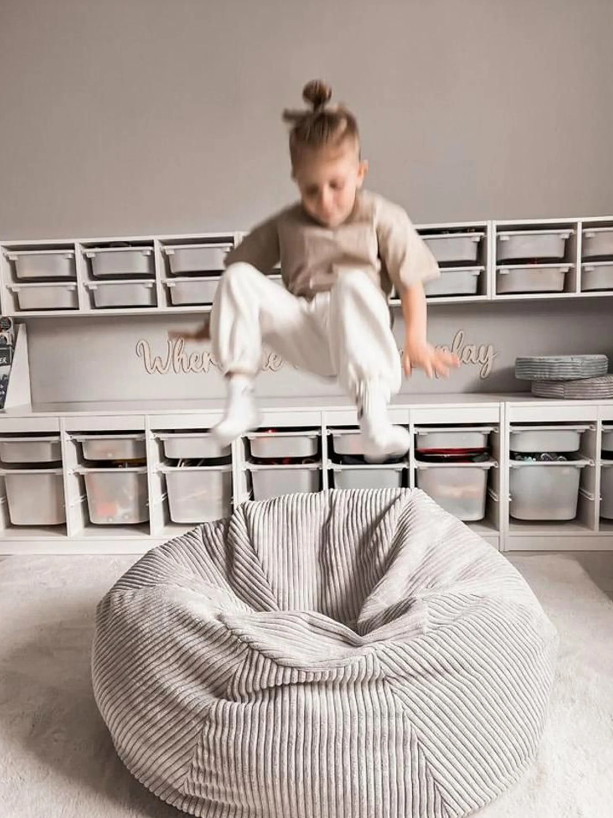 Handgemaakte kinderzitzak Flora van corduroy