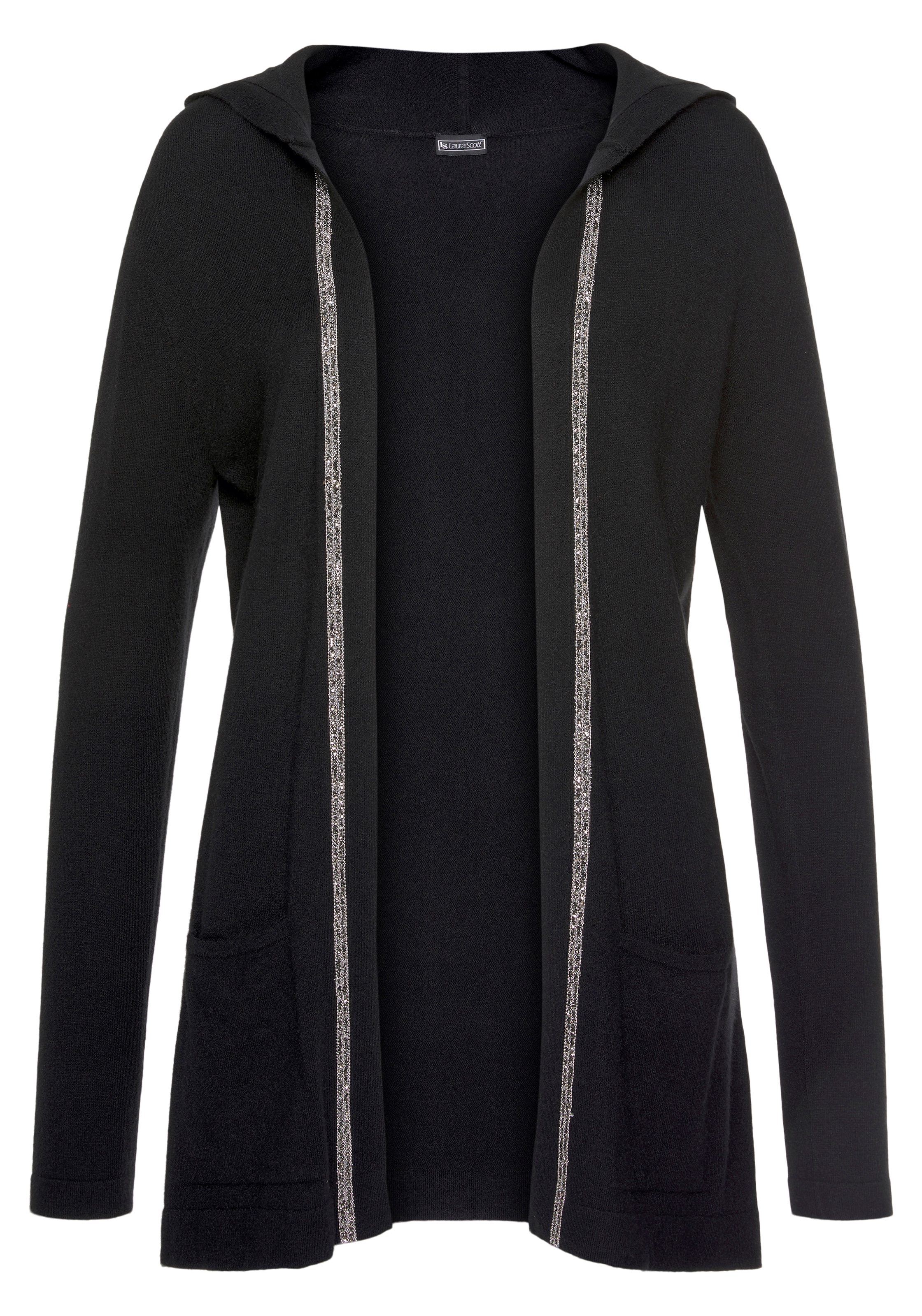 Laura Scott Strickjacke , mit Kapuze und glitzerndem Schmuckband
