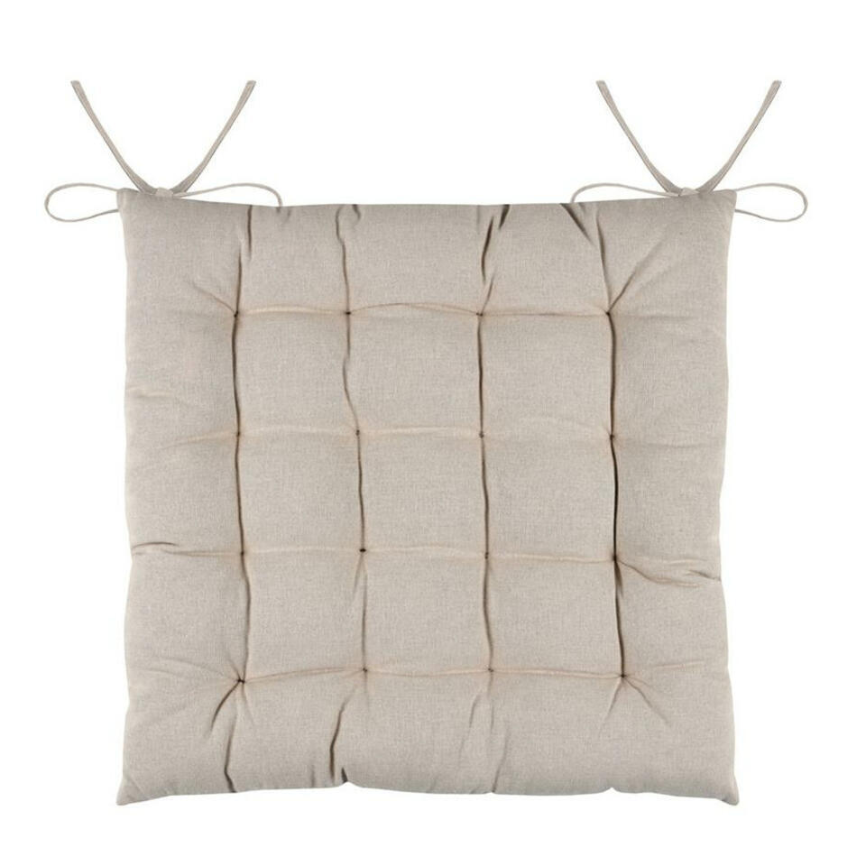 Stof Textile stoelkussens - beige - 38 x 38 x 3.5 cm