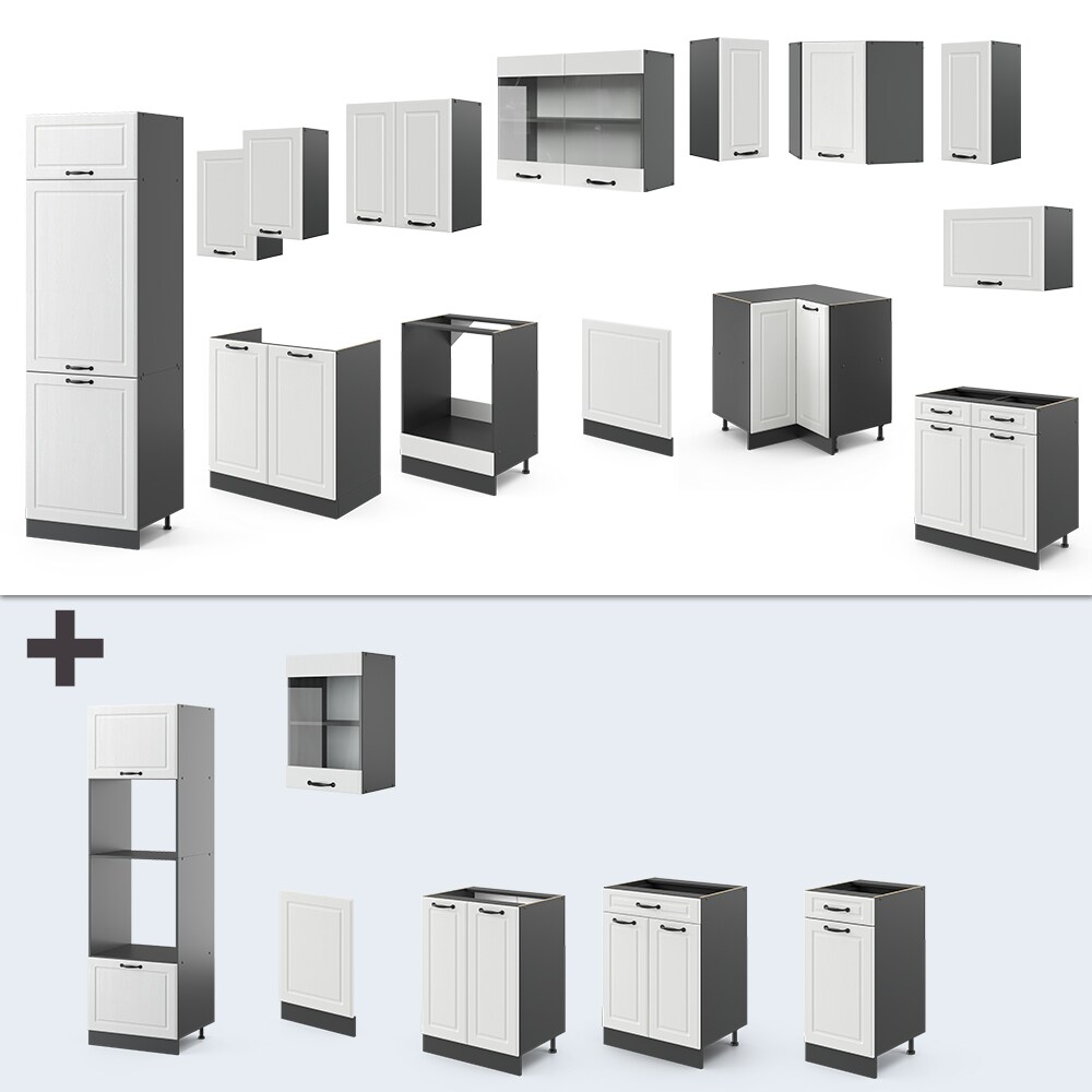 Vicco Küchenzeile Küchenblock Einbauküche R-Line Ecke 287x227 cm Landhaus Anthrazit