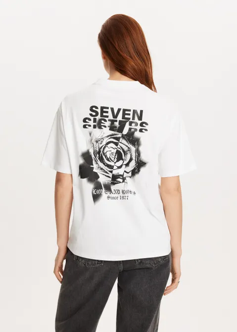 T-shirt met print faded rose wit (WIT)