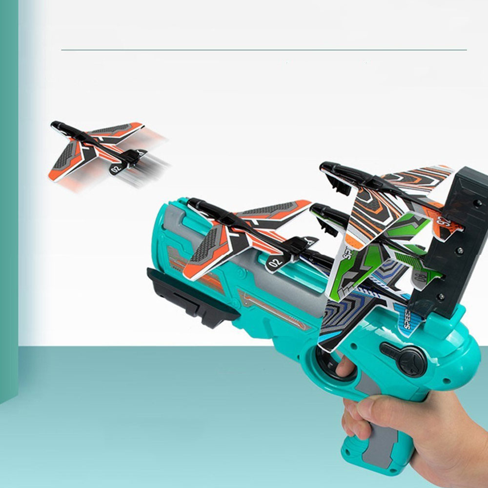 (5-tlg. Set) Schaumstoff Katapult Spielzeug   Segel Flugzeuge - Türkis